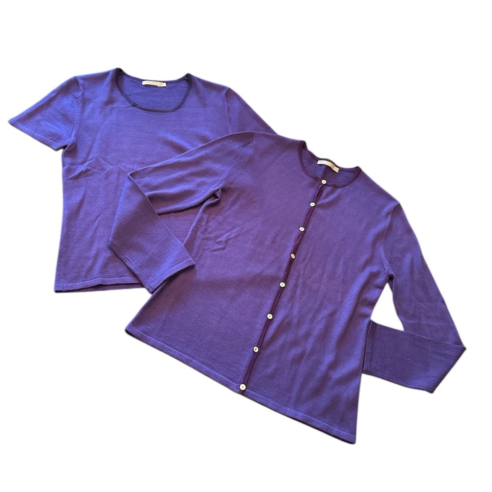 G2000 Women’s Lightweight Cardigan and top Set Color Purple Wool blend S…